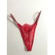 Kadın Kırmızı Dantel Kristalli G string Külot