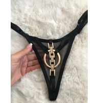 Kadın Gold Aksesuarlı G-String Tül Külot