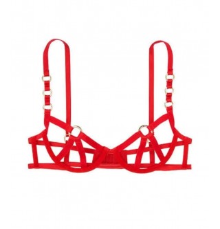 Harness Gümüş Halka Detaylı Ince Askılı Kopcalı Sütyen